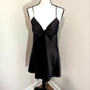Satin checkered print black nightgown slip babydoll lingerie gown size L